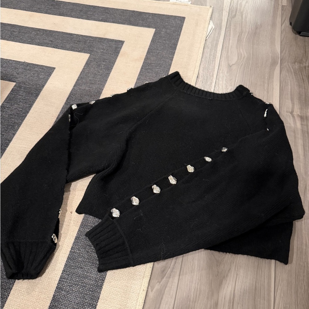 Zara Black Sweater with Metal Sleeve detail